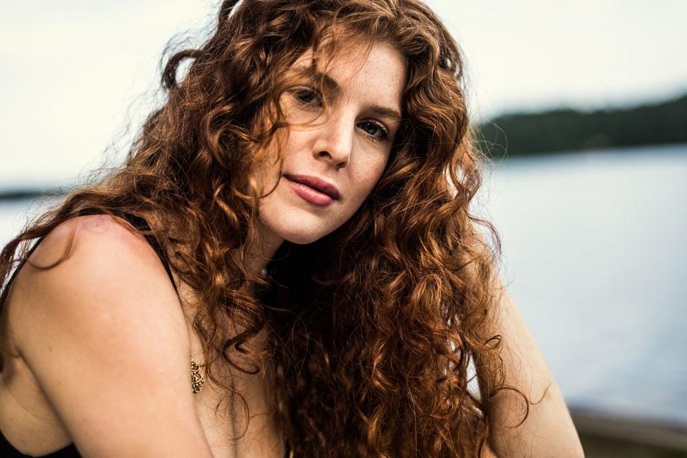 woman with long naturally wavy hair